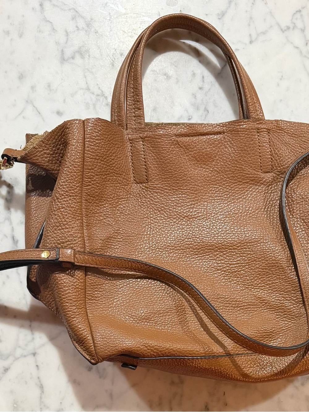 Classic Tan Leather Tote Handbag